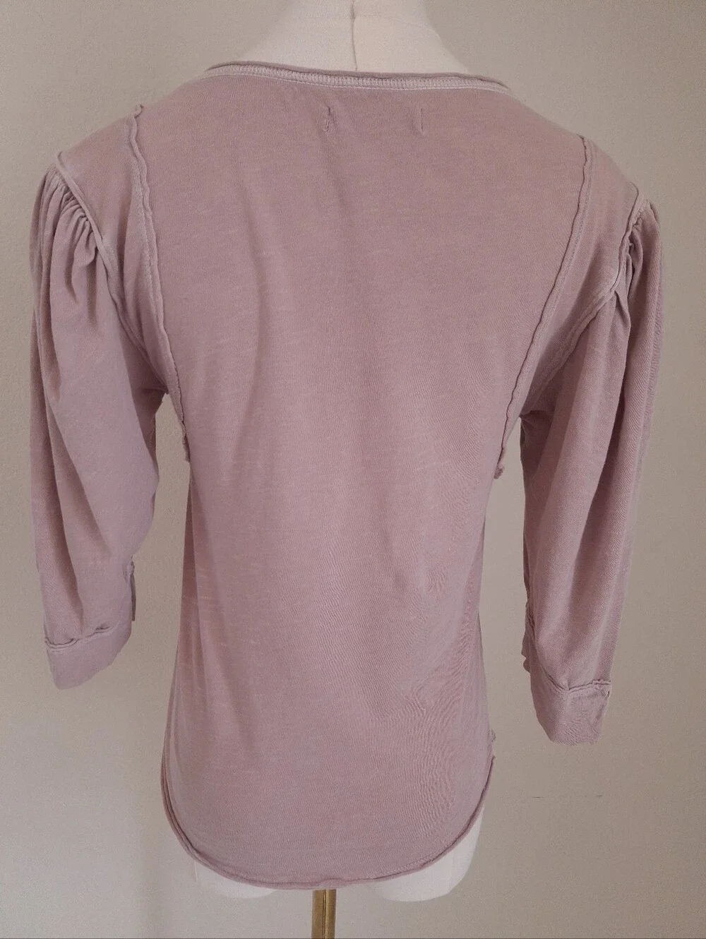 We The Free Snow Drop Puff Sleeve Slub Cotton Henley Tee